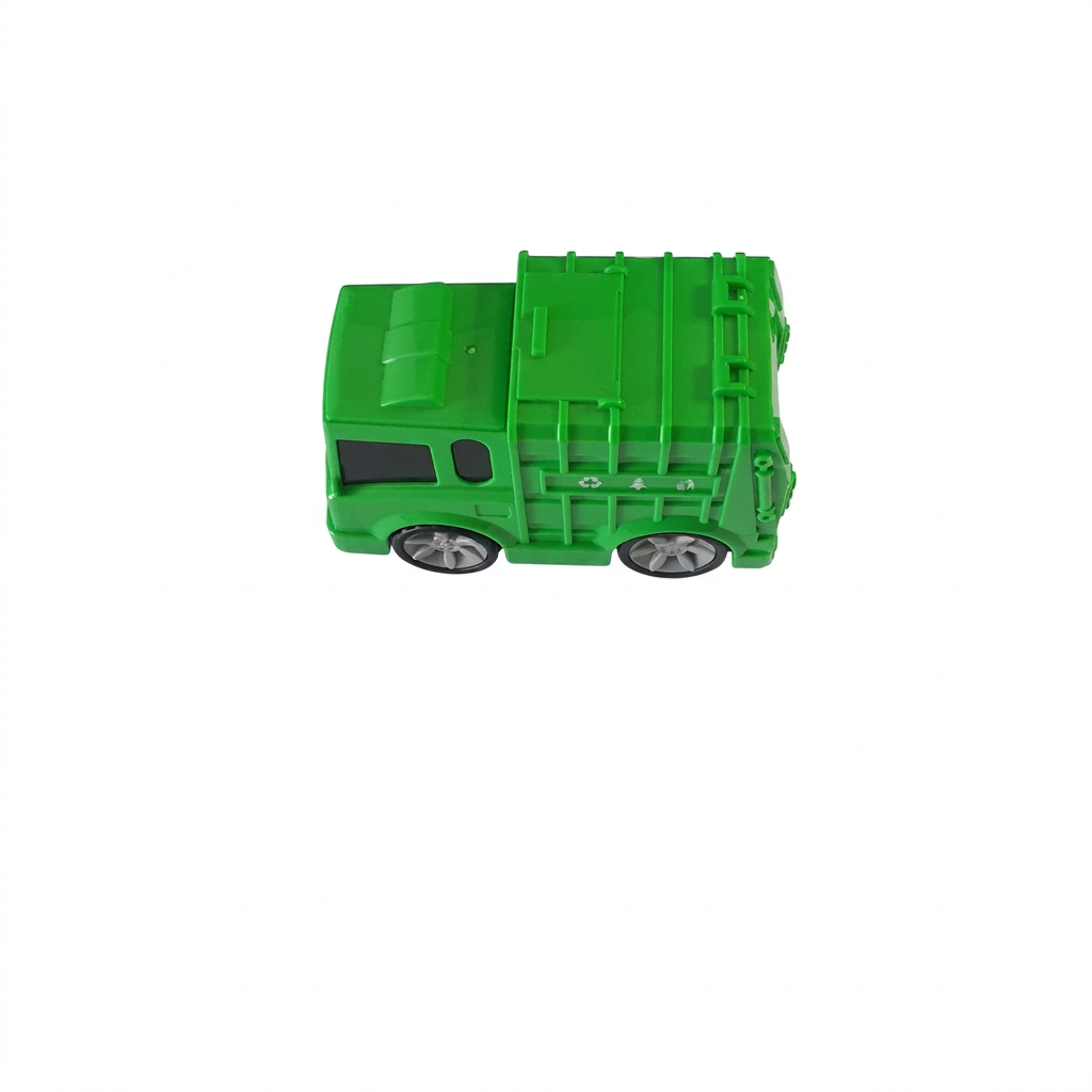 Green Recycling truck geocache hide viewed from above, exclusive to Just Geocaching