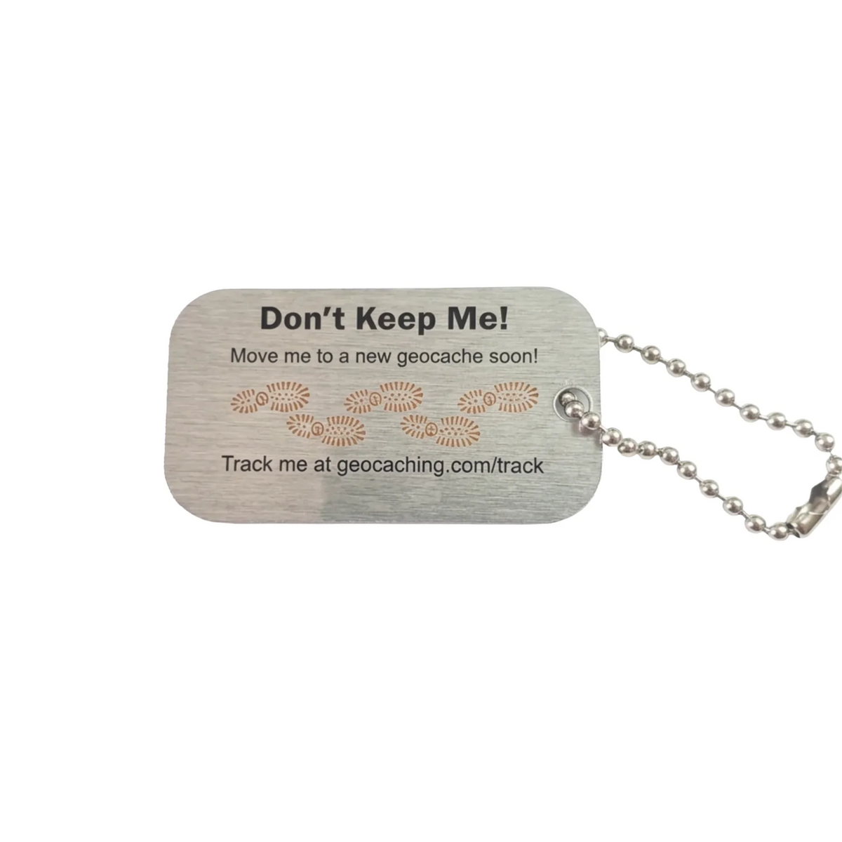Reverse of England flag trackable tag with travelling instructions and footprints, tracking code hidden