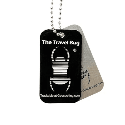 Black Geocaching QR Travel Bug® – Scan‑to‑Log Trackable Tag - Just Geocaching