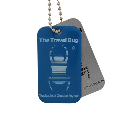 Blue Glow‑in‑the‑Dark Geocaching QR Travel Bug® – Scan‑to‑Log Trackable Tag
