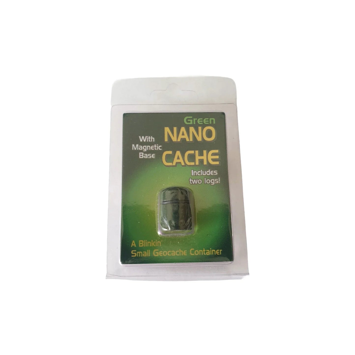 Green Nano Geocache Container with 2 logs - Just Geocaching