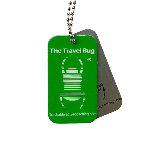 Green Geocaching QR Travel Bug® – Scan‑to‑Log Trackable Tag
