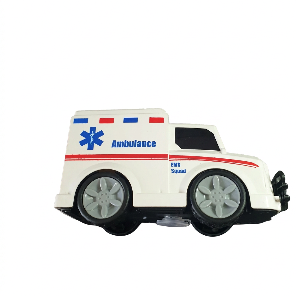 Side and underside of Ambulance geocache with concealed log compartment cap visible