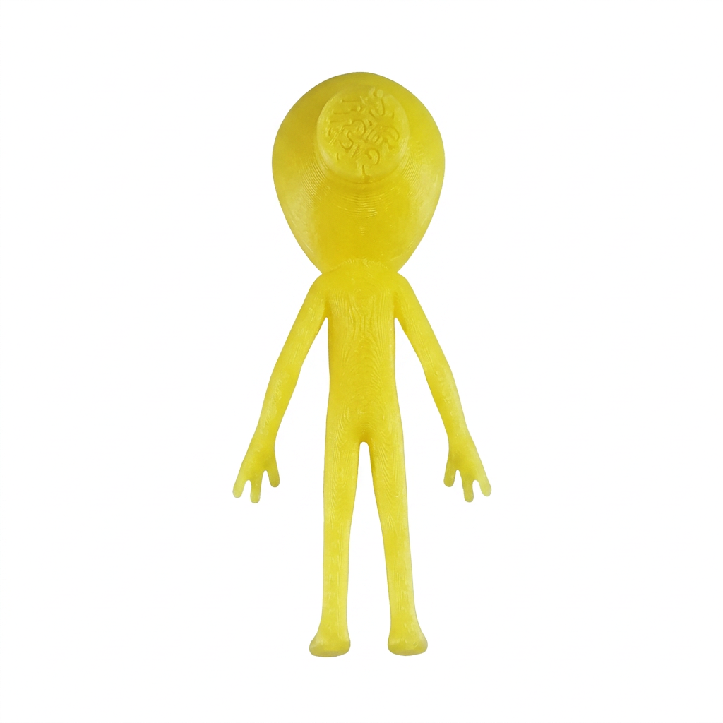 Small yellow alien rear view showing the closed head plug; digitally recoloured