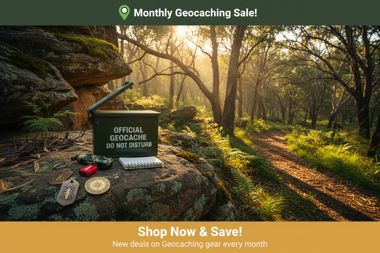 Monthly Geocaching Sale - homepage style