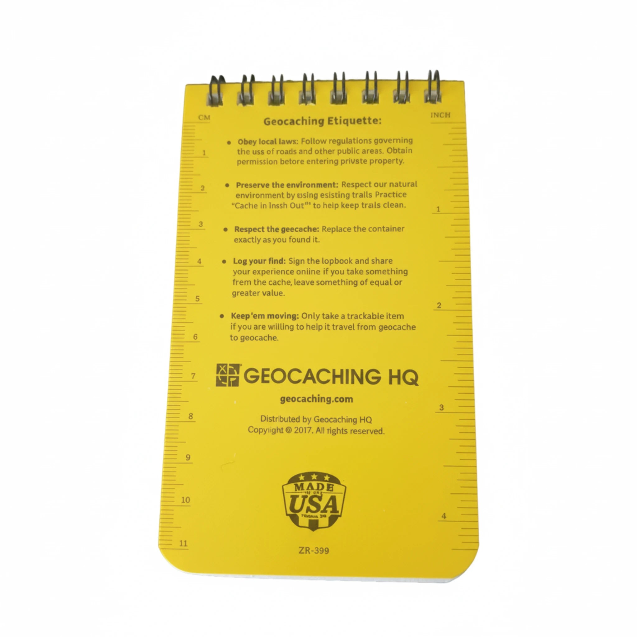 Rite in the Rain® 3" × 5" Top‑Spiral Official Geocaching Logbook