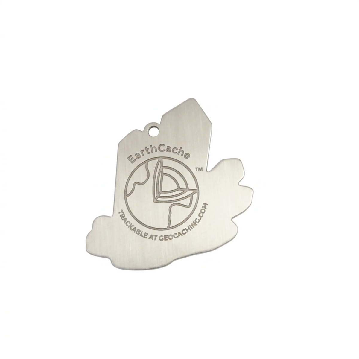 Reverse of the EarthCache Amethyst Quartz travel tag with EarthCache branding and tracking code removed