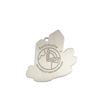 Reverse of the EarthCache Amethyst Quartz travel tag with EarthCache branding and tracking code removed