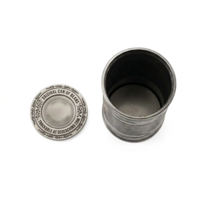 Open Original Can of Beans 3D trackable replica with engraved removable lid beside the can on a white background