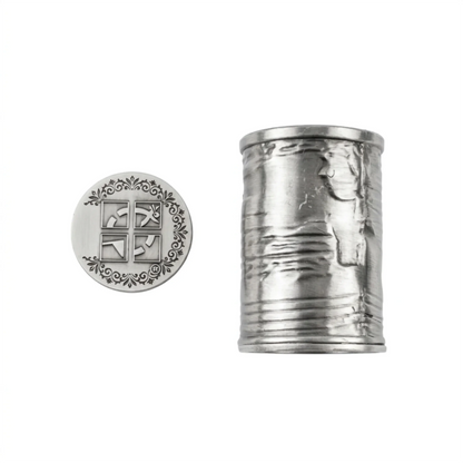 Original Can of Beans 3D trackable replica with removable Geocaching-logo lid on a white background, tracking code concealed