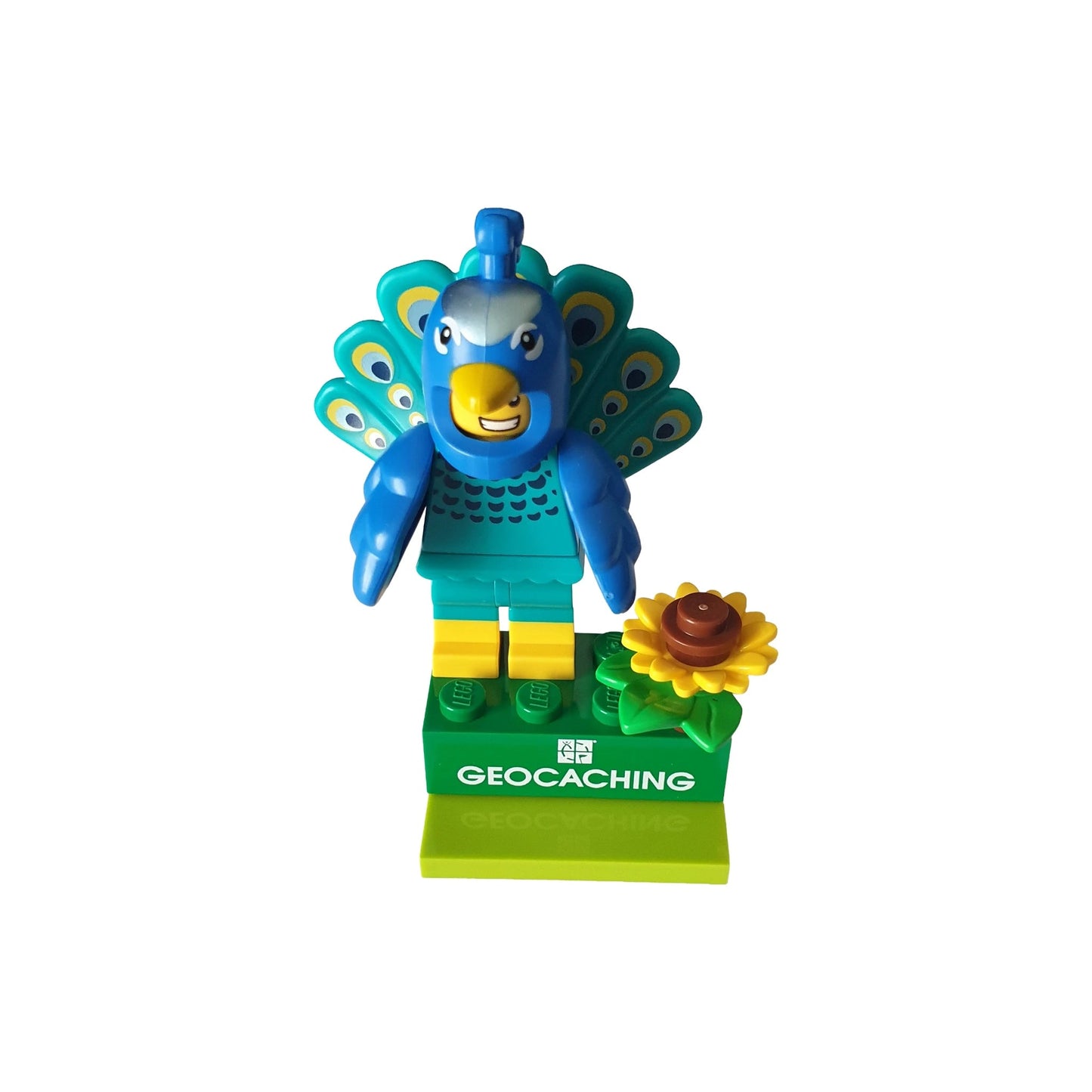 Peacock LEGO® Mini Figure with Trackable Brick - Just Geocaching