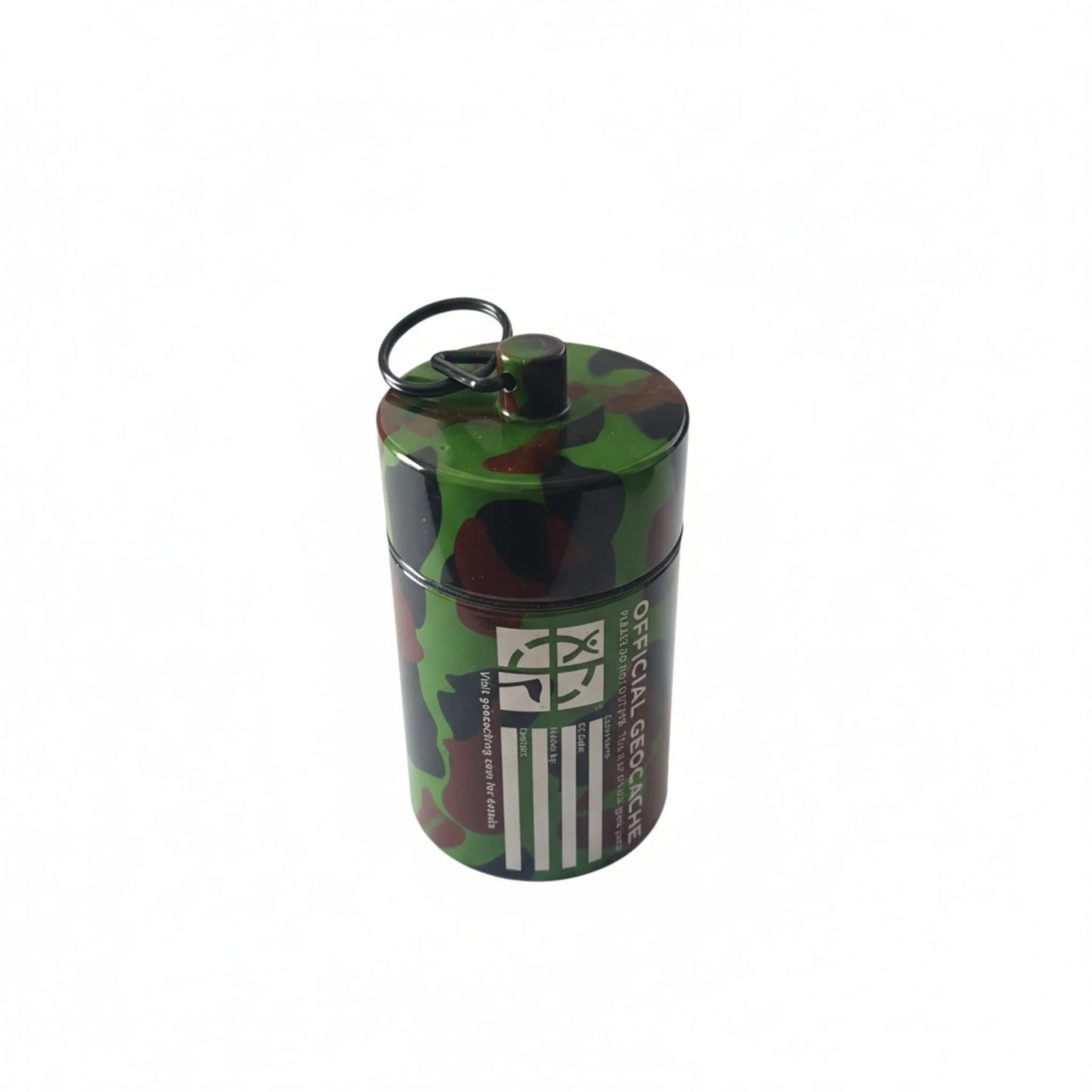 Small Cylinder Geocache – Green Camo - Just Geocaching