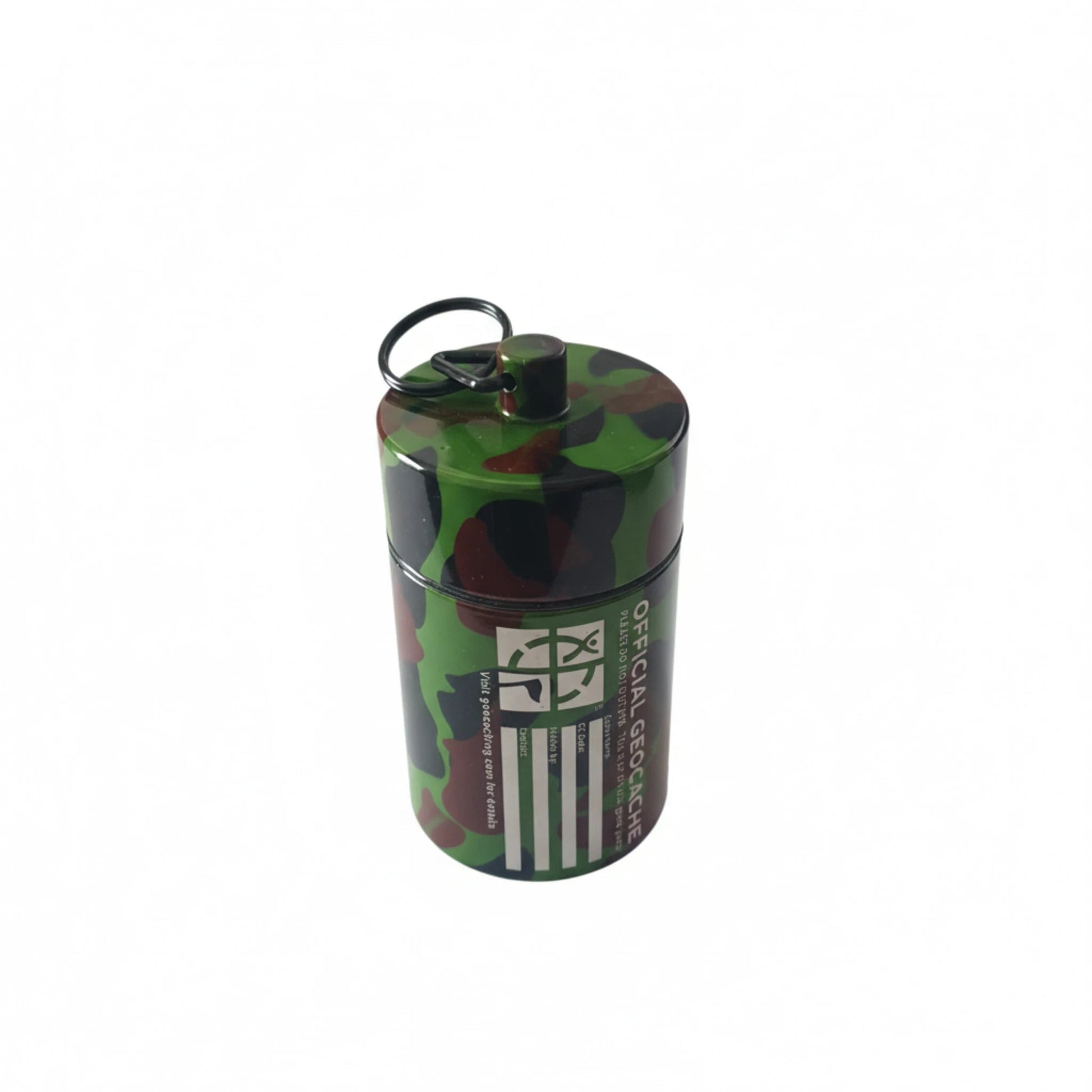 Small Cylinder Geocache – Green Camo - Just Geocaching